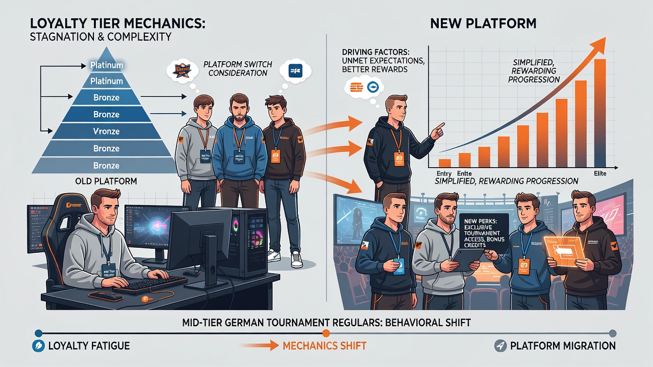 Grafik zu Nutzerbewegungen zwischen Online-Poker-Plattformen im Kontext von Treueprogrammen