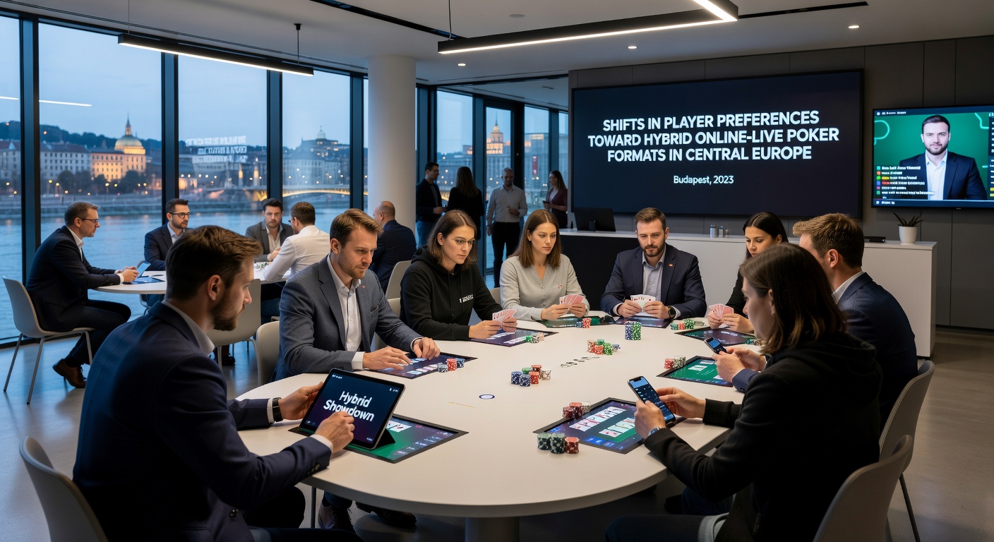 Spieler bei einem hybriden Poker-Event mit Online-Qualifikation und Live-Finale in Mitteleuropa