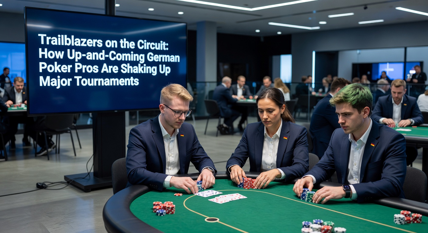 Deutscher Poker-Newcomer Tim Krieger hebt die WPT-Trophäe hoch nach seinem Sieg im Grand Prix Paris 2026, mit Konfetti im Hintergrund und Teamkollegen im Jubel